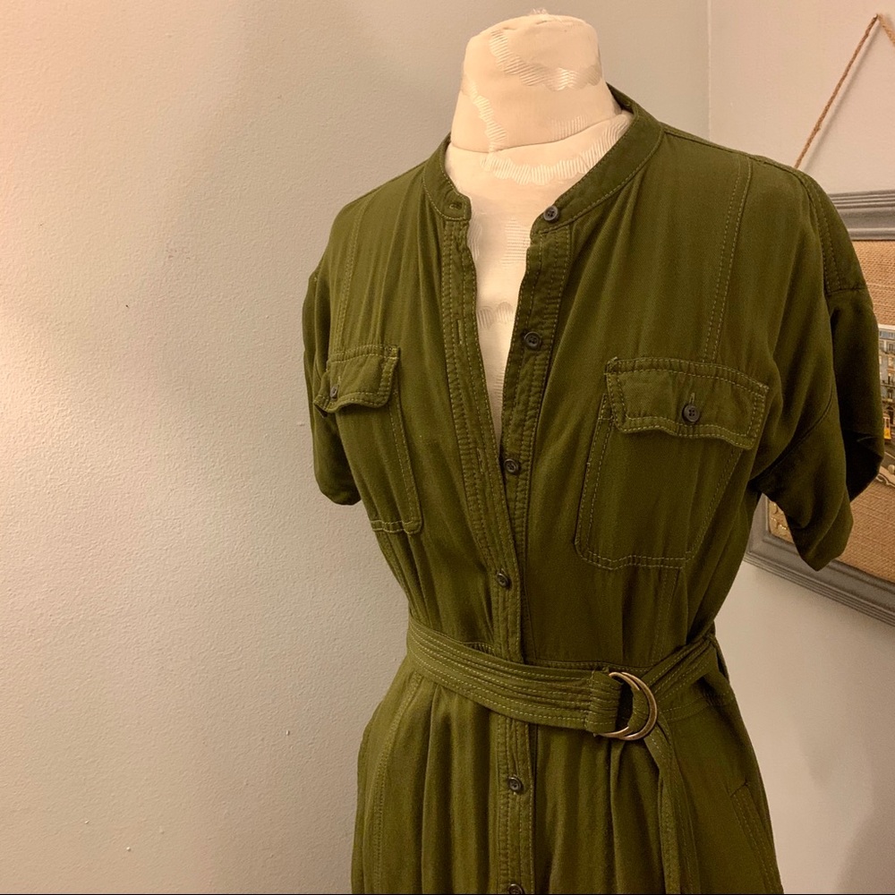 Sold Ann Taylor Loft MIDI-long  belted dress pockets